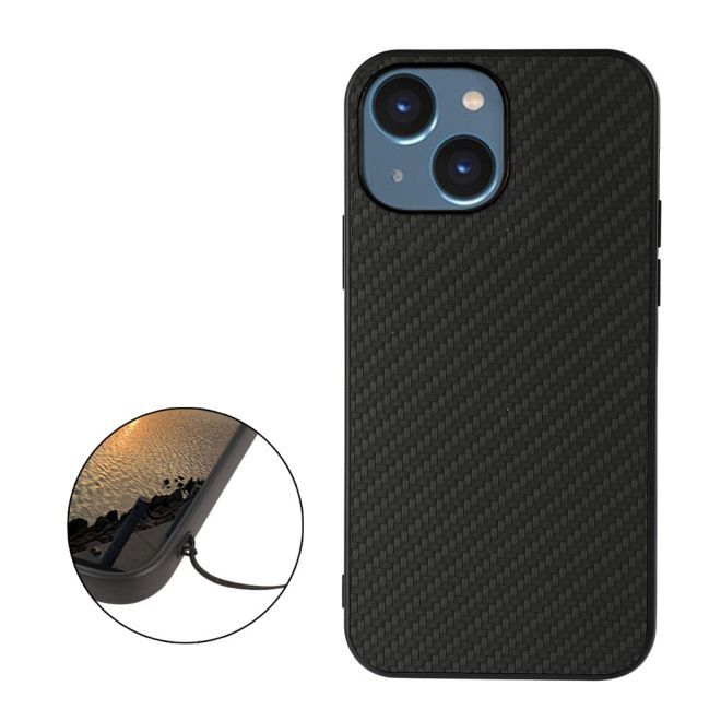 iPhone 15 Hülle - Hardcase mit Carbonfaser Textur - Carbon Fiber Textures Series - schwarz