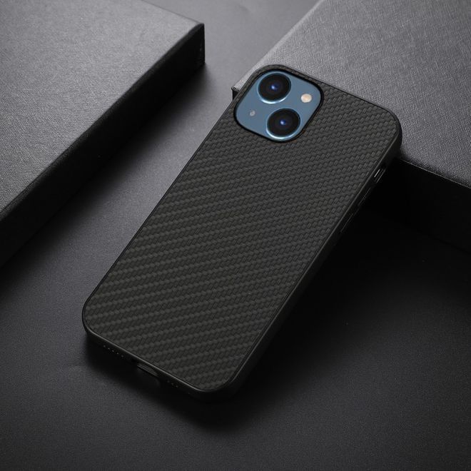 iPhone 15 Plus Case - Hardcase with Carbon Fiber Texture - Carbon Fiber Textures Series - Black