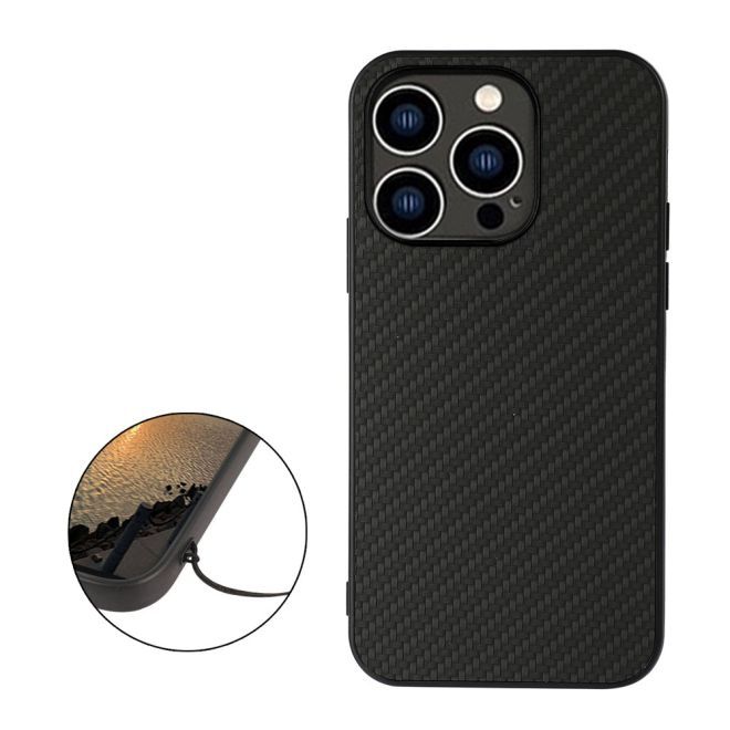 iPhone 15 Pro Max Hülle - Hardcase mit Carbonfaser Textur - Carbon Fiber Textures Series - schwarz