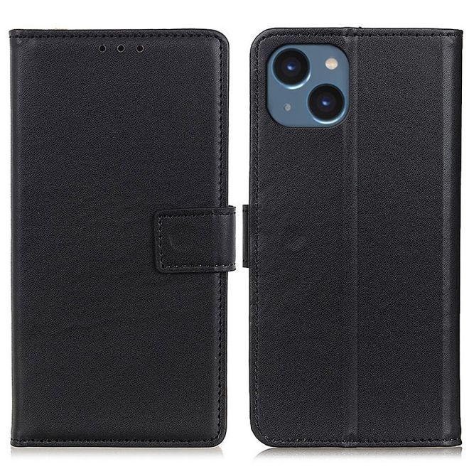 iPhone 15 Plus Phone Case - Classic II Leather Bookcover Series - Black