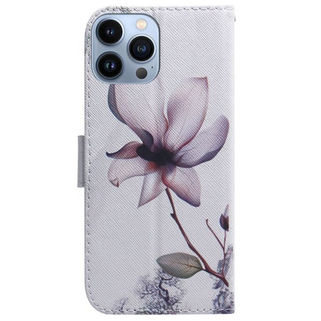 iPhone 15 Pro Max Handy Hülle - Leder Bookcover Image Series - pinke Blumen