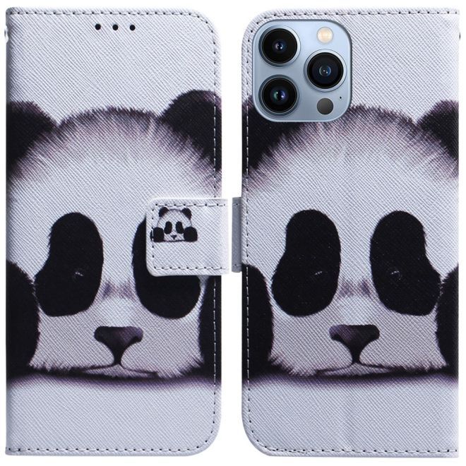 iPhone 15 Pro Handy Hülle - Leder Bookcover Image Series - Panda