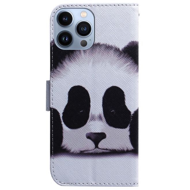 iPhone 15 Pro Handy Hülle - Leder Bookcover Image Series - Panda
