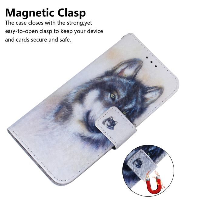 iPhone 15 Pro Handy Hülle - Leder Bookcover Image Series - Wolf