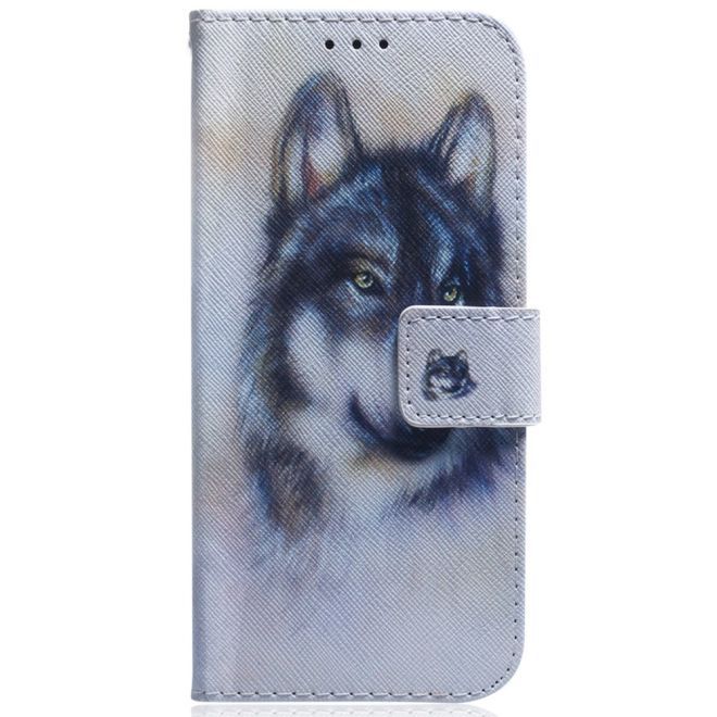 iPhone 15 Pro Handy Hülle - Leder Bookcover Image Series - Wolf