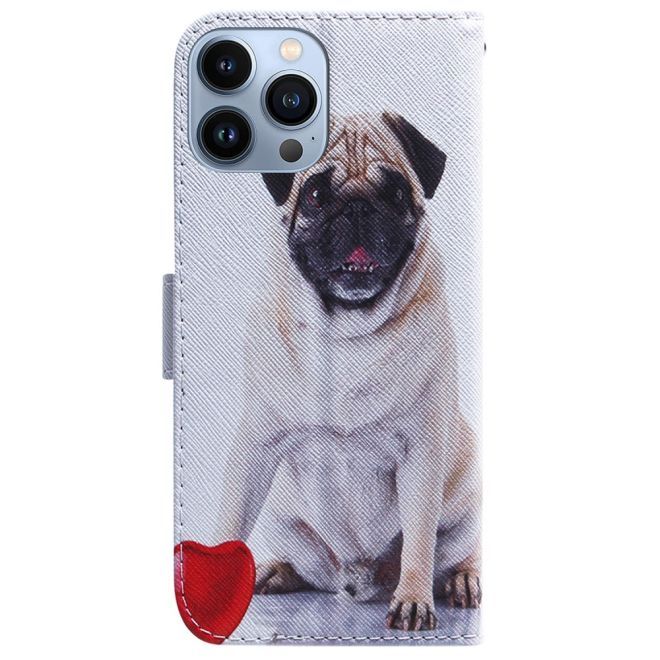 Étui pour iPhone 15 Pro - Collection Couverture Livre en Cuir - Chien et Cœur