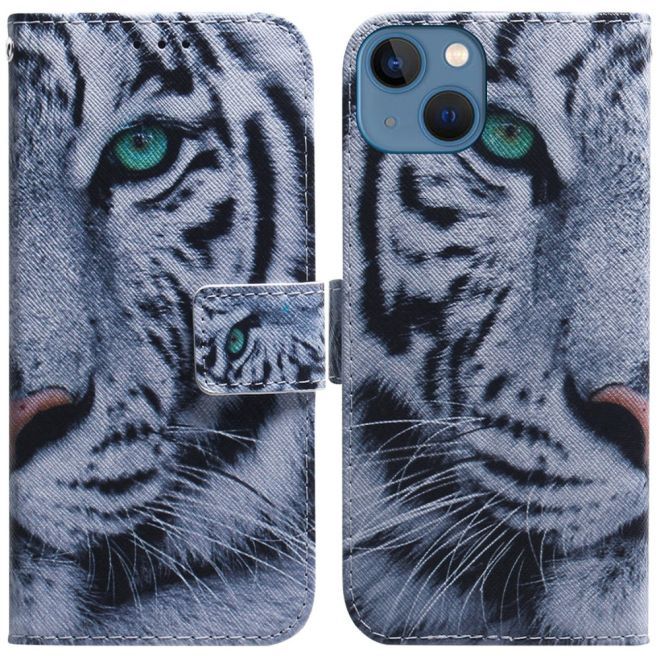iPhone 15 Plus Phone Case - Leather Bookcover Image Series - Tiger
