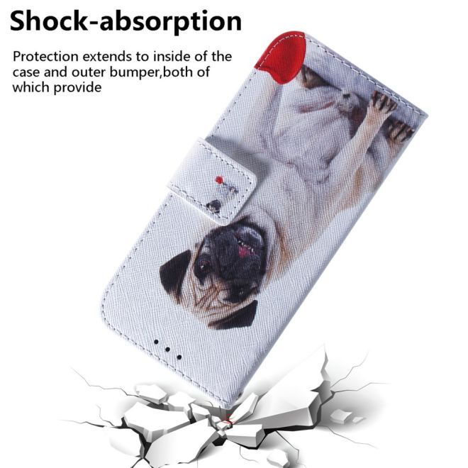 iPhone 15 Plus Phone Case - Leather Bookcover Image Series - Dog and Heart