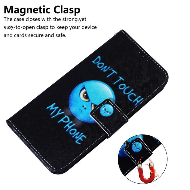 iPhone 15 Plus Phone Case - Leather Book Cover Image Series - Angry Smiley