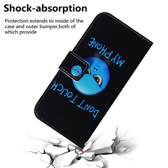 iPhone 15 Plus Phone Case - Leather Book Cover Image Series - Angry Smiley