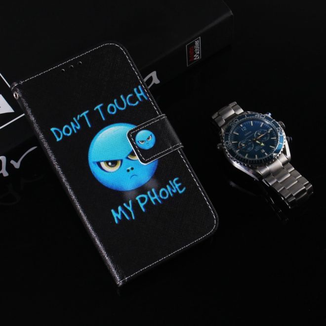 iPhone 15 Plus Phone Case - Leather Book Cover Image Series - Angry Smiley
