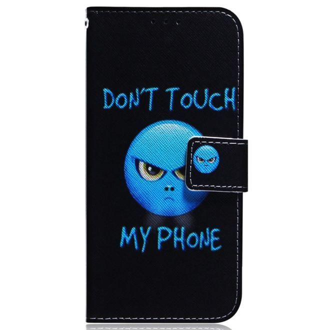 iPhone 15 Plus Phone Case - Leather Book Cover Image Series - Angry Smiley