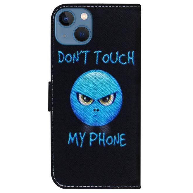 iPhone 15 Plus Phone Case - Leather Book Cover Image Series - Angry Smiley