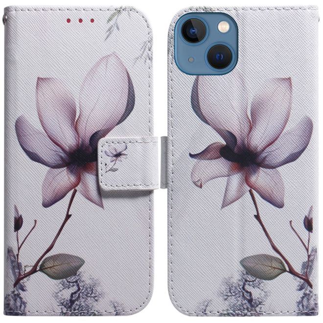 iPhone 15 Plus Phone Case - Leather Bookcover Image Series - Pink Flowers