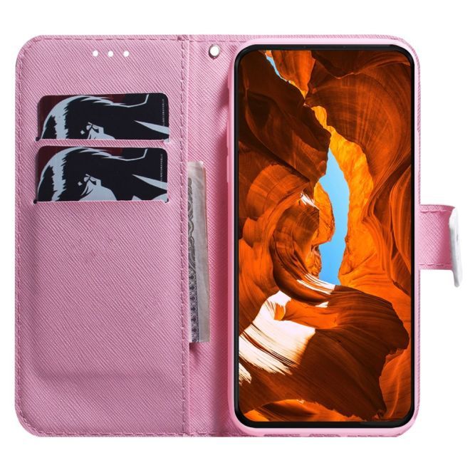 iPhone 15 Plus Phone Case - Leather Bookcover Image Series - Pink Flowers