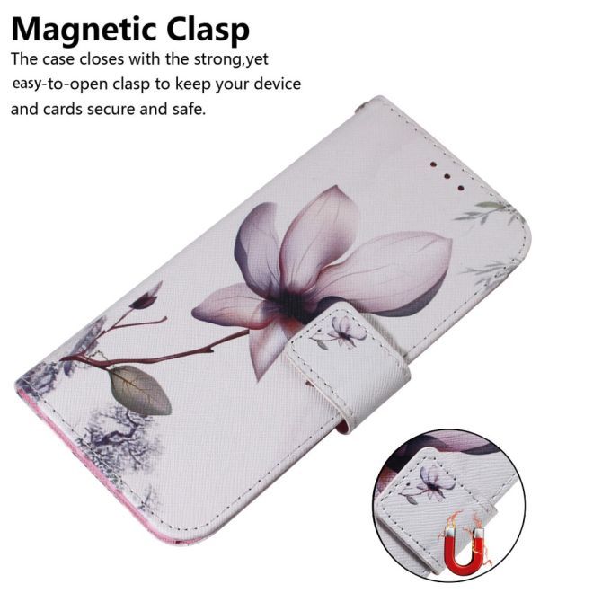 iPhone 15 Plus Phone Case - Leather Bookcover Image Series - Pink Flowers