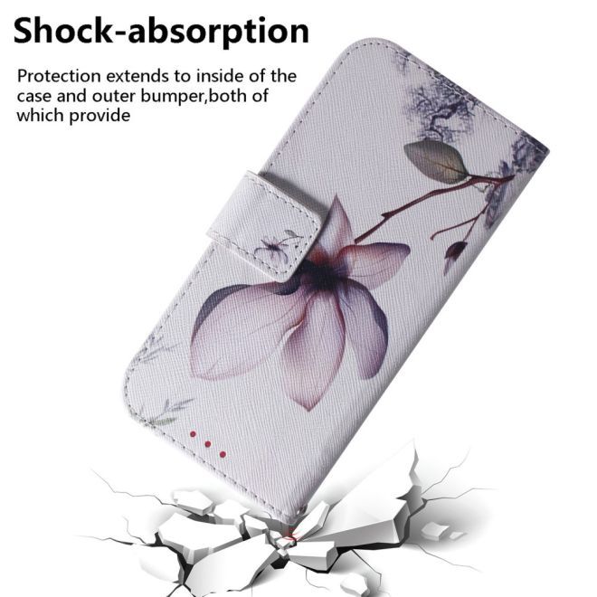 iPhone 15 Plus Phone Case - Leather Bookcover Image Series - Pink Flowers