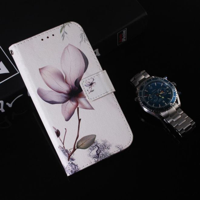 iPhone 15 Plus Phone Case - Leather Bookcover Image Series - Pink Flowers
