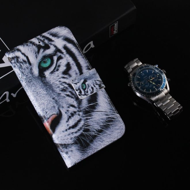 iPhone 15 Handy Hülle - Leder Bookcover Image Series - Tiger