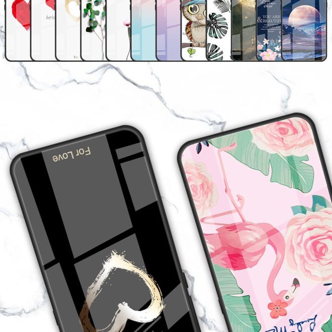 iPhone 15 Pro Max Case - Tempered Glass Hard Case with Soft TPU Edges - Flamingo