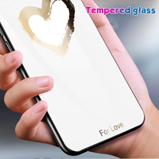 Coque pour iPhone 15 Pro - Verre trempé, bords souples en TPU - Cœur doré