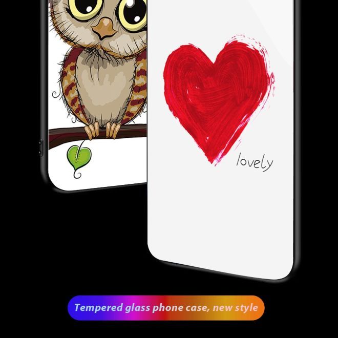 iPhone 15 Plus Case - Tempered Glass Hardcase with Soft TPU Edges - Red Heart