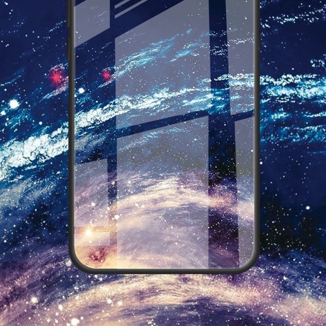 Coque pour iPhone 15 Plus - Coque rigide en verre trempé avec bords souples en TPU - Blanc Planète