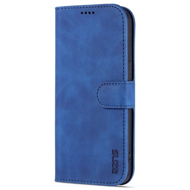 AZNS - iPhone 15 Pro Max Hülle - Leder Bookcover - mit Kartenfach und Standfunktion - Wallet Stand Series - blau
