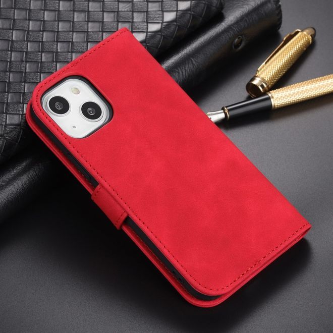 AZNS - iPhone 15 Hülle - Leder Bookcover - mit Kartenfach und Standfunktion - Wallet Stand Series - rot