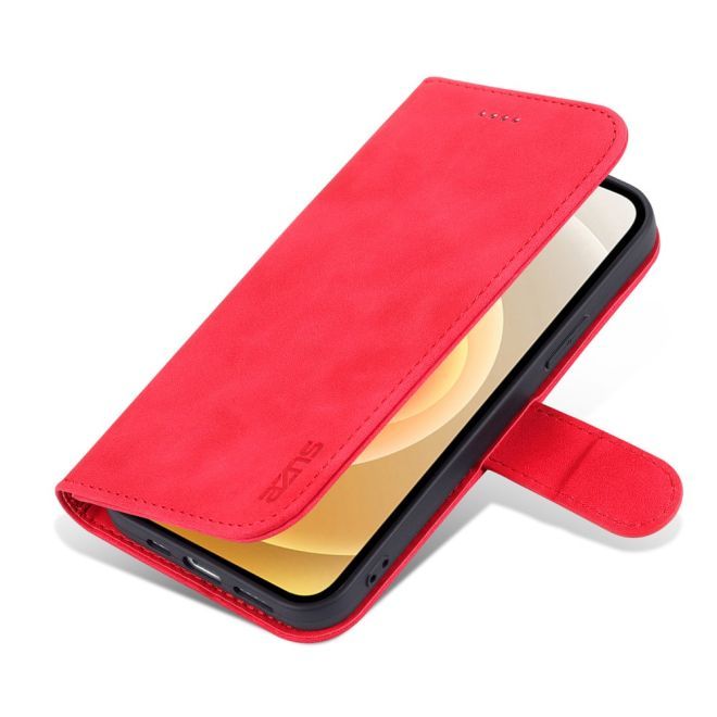 AZNS - iPhone 15 Plus Hülle - Leder Bookcover - mit Kartenfach und Standfunktion - Wallet Stand Series - rot
