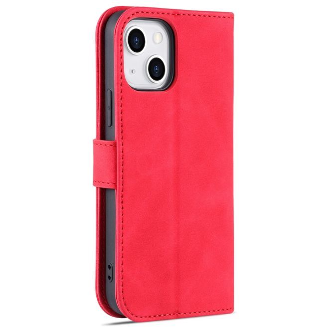 AZNS - iPhone 15 Plus Hülle - Leder Bookcover - mit Kartenfach und Standfunktion - Wallet Stand Series - rot