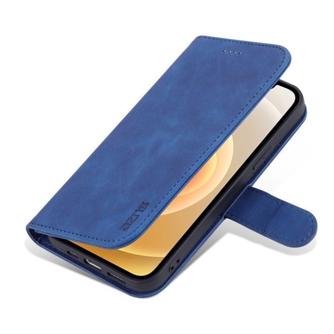 AZNS - iPhone 15 Plus Hülle - Leder Bookcover - mit Kartenfach und Standfunktion - Wallet Stand Series - blau