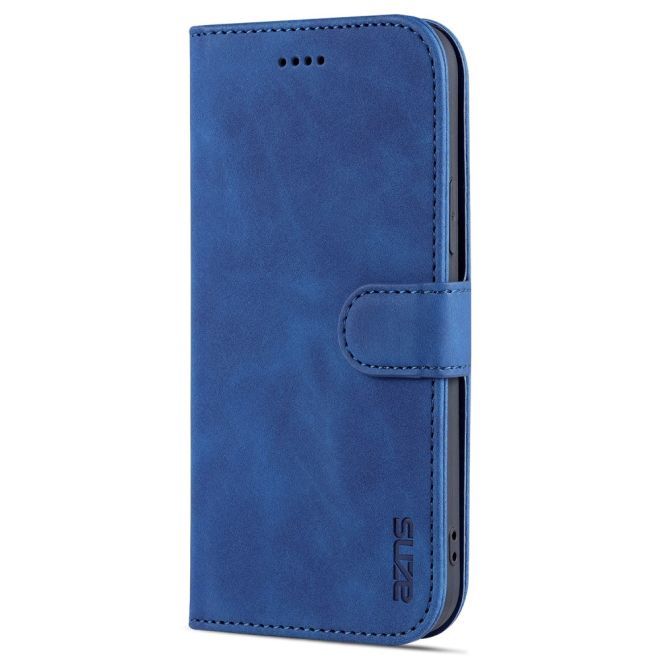 AZNS - iPhone 15 Plus Hülle - Leder Bookcover - mit Kartenfach und Standfunktion - Wallet Stand Series - blau