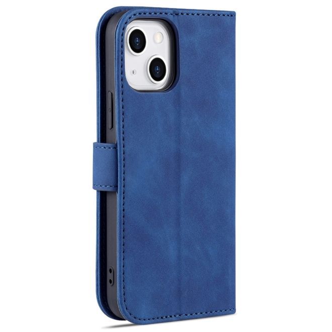 AZNS - iPhone 15 Plus Hülle - Leder Bookcover - mit Kartenfach und Standfunktion - Wallet Stand Series - blau