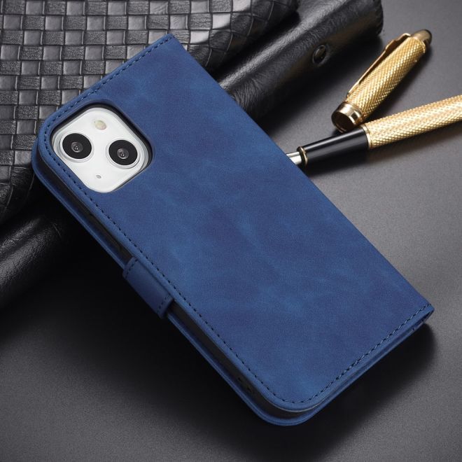 AZNS - iPhone 15 Plus Hülle - Leder Bookcover - mit Kartenfach und Standfunktion - Wallet Stand Series - blau