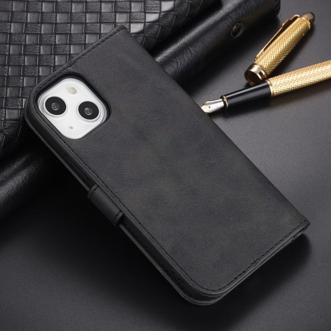 AZNS - iPhone 15 Plus Hülle - Leder Bookcover - mit Kartenfach und Standfunktion - Wallet Stand Series - schwarz