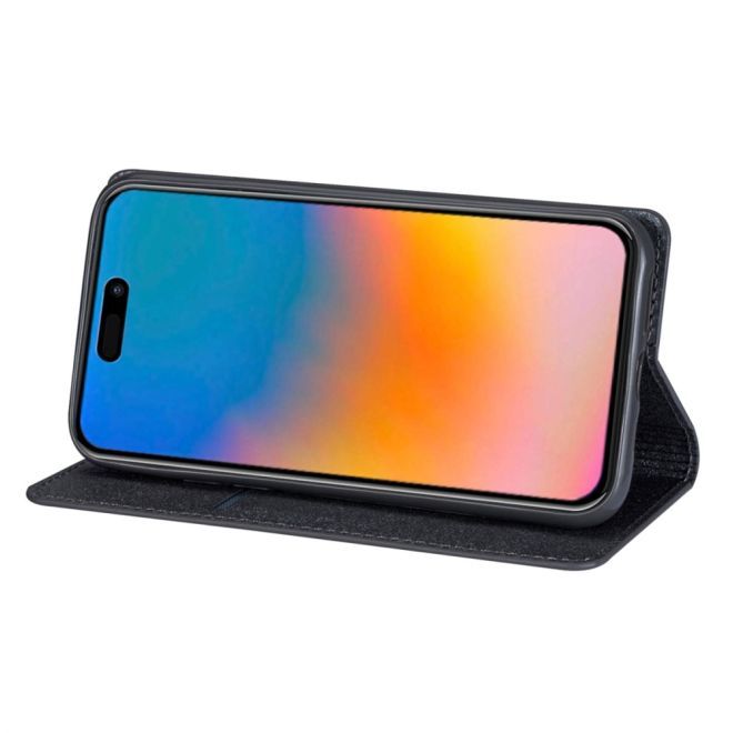 iPhone 15 Pro Case - Glittering Leather Book Cover - Glitter Sequins Stand Series - Grey