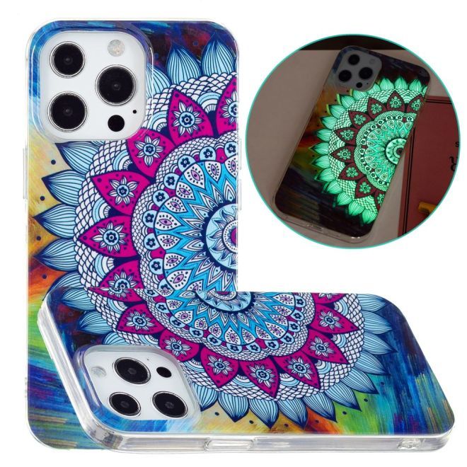 iPhone 15 Pro Phone Case - Luminous Case - Softcase Image Plastic Series - Floral Mandala