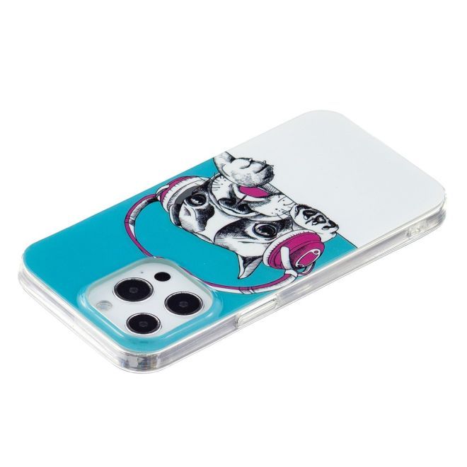 iPhone 15 Pro Handyhülle - Leuchtendes Case - Softcase Image Plastik Series - Hund mit Headset