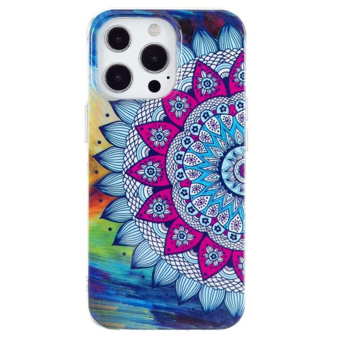 iPhone 15 Pro Max Phone Case - Luminous Case - Softcase Image Plastic Series - Floral Mandala