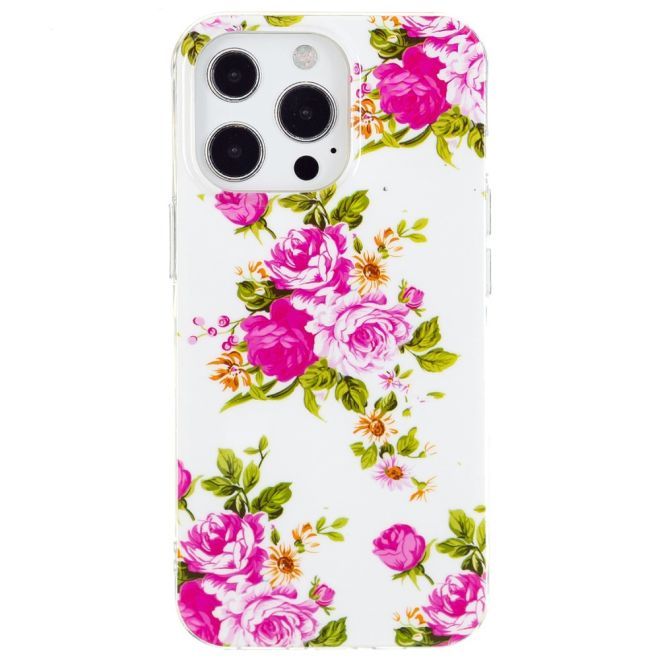 iPhone 15 Pro Max Phone Case - Luminous Case - Softcase Image Plastic Series - Pink Flowers