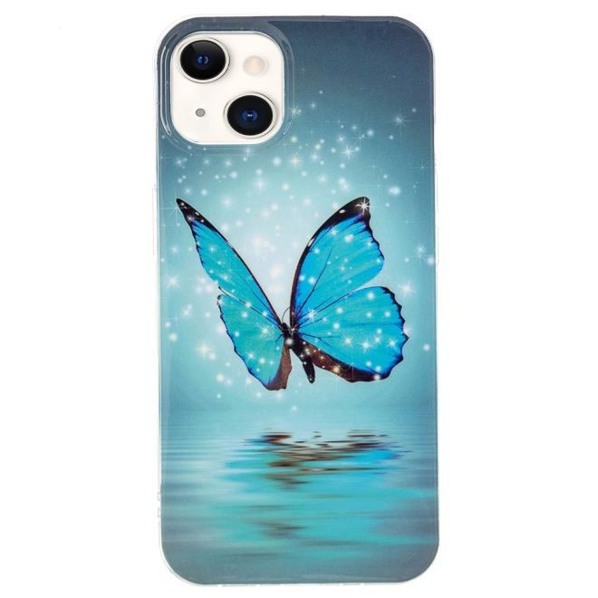 iPhone 15 Plus Phone Case - Luminous Case - Softcase Image Plastic Series - Blue Butterfly