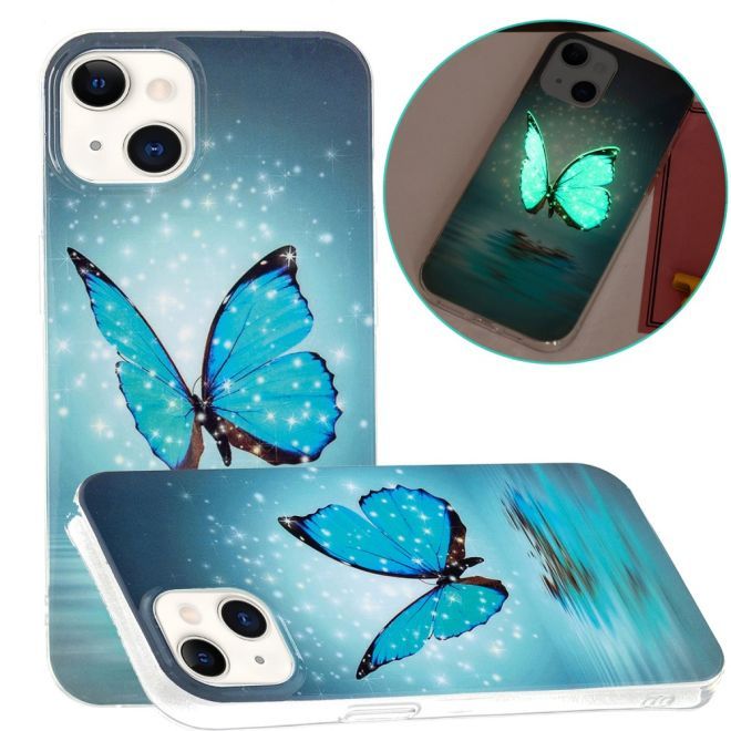 iPhone 15 Plus Phone Case - Luminous Case - Softcase Image Plastic Series - Blue Butterfly