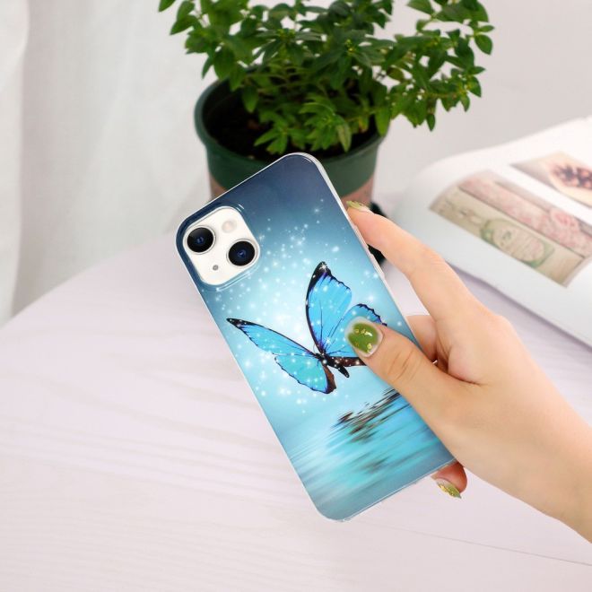 iPhone 15 Plus Phone Case - Luminous Case - Softcase Image Plastic Series - Blue Butterfly