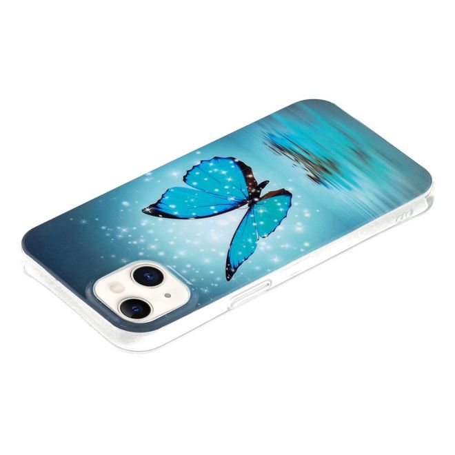 iPhone 15 Plus Phone Case - Luminous Case - Softcase Image Plastic Series - Blue Butterfly