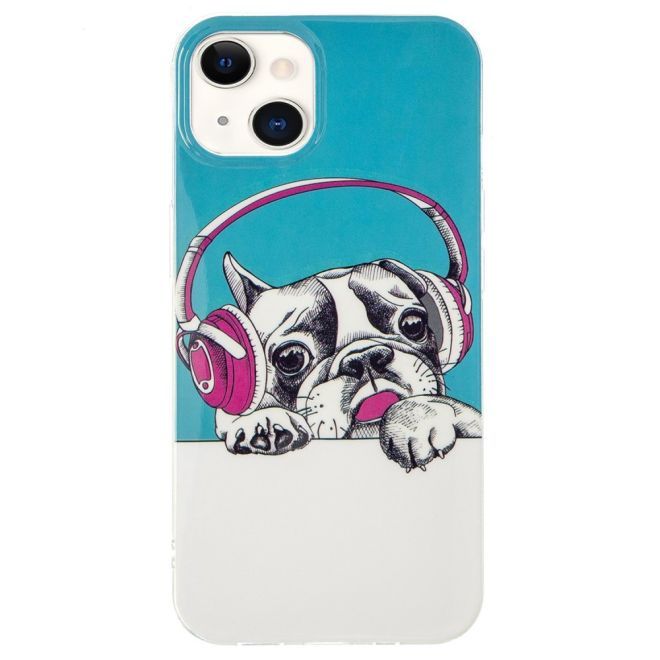 iPhone 15 Plus Phone Case - Light-Up Case - Soft Case Image Plastic Series - Dog with Headset