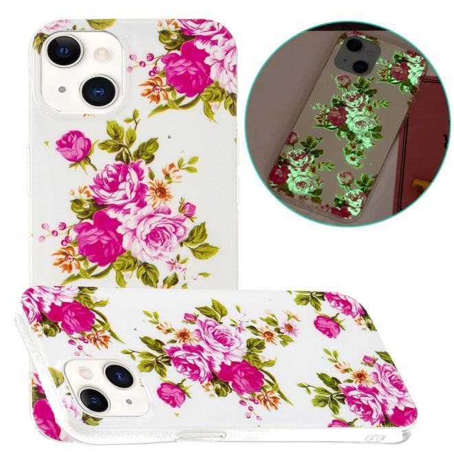 iPhone 15 Plus Phone Case - Luminous Case - Softcase Image Plastic Series - Pink Flowers