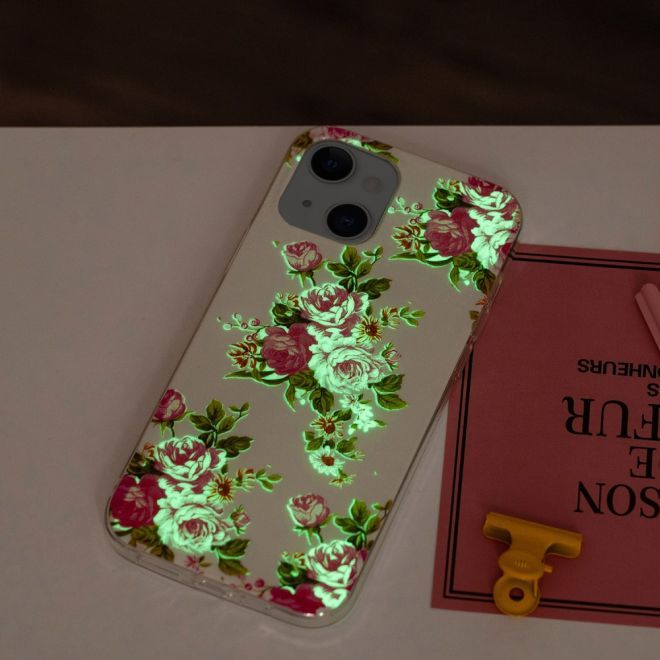 iPhone 15 Plus Phone Case - Luminous Case - Softcase Image Plastic Series - Pink Flowers