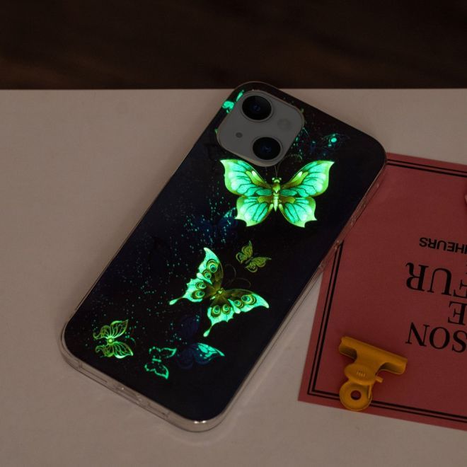 iPhone 15 Plus Handyhülle - Leuchtendes Case - Softcase Image Plastik Series - Schmetterlinge