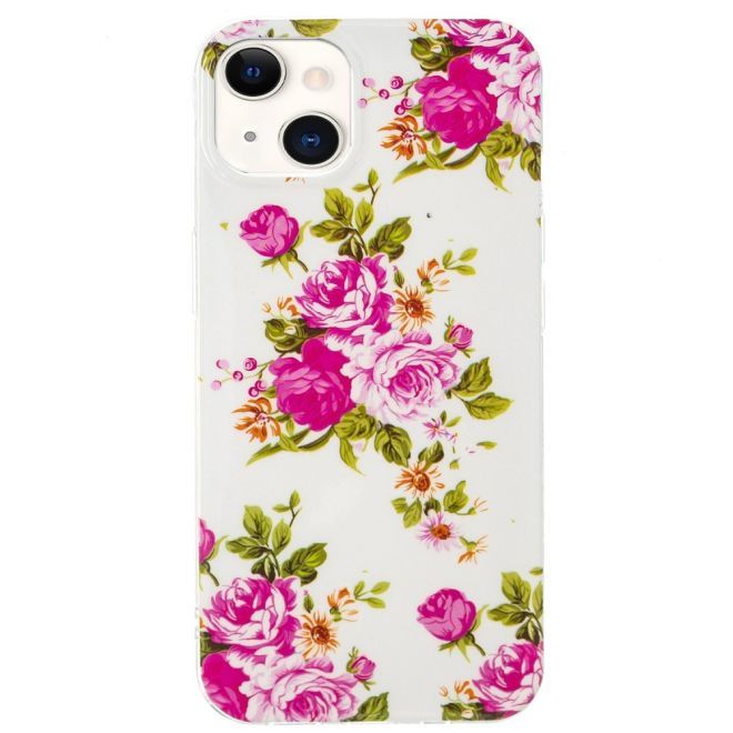 iPhone 15 Handyhülle - Leuchtendes Case - Softcase Image Plastik Series - pinke Blumen